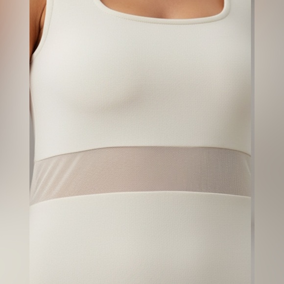 Beige Bodycon Mesh Split Back Dress - Picture 3 of 7